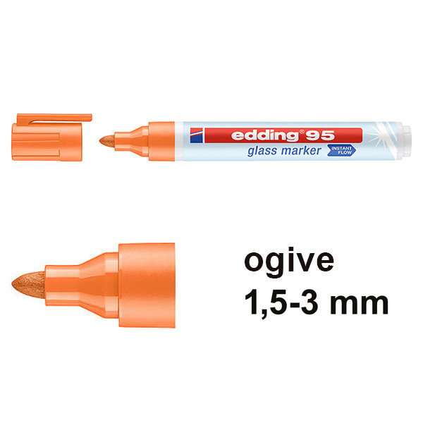 Edding 95 marqueur pour tableaux en verre (1,5 - 3 mm ogive) - orange 4-95006 240587 - 1