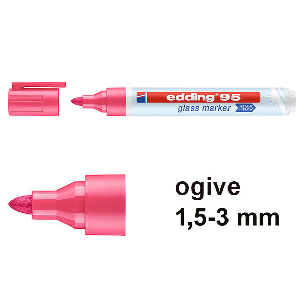 Edding 95 marqueur pour tableaux en verre (1,5 - 3 mm ogive) - rose 4-95009 240588 - 1