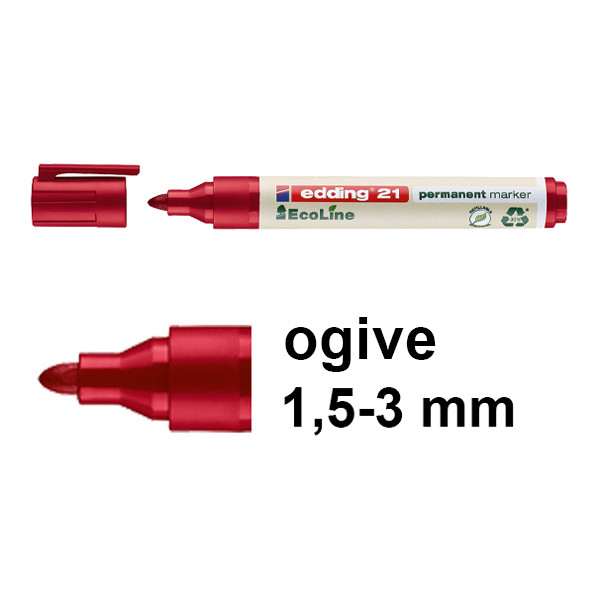 Edding EcoLine 21 marqueur permanent (1,5 - 3 mm ogive) - rouge 4-21002 240331 - 1
