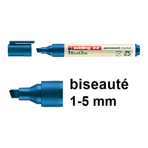 Edding EcoLine 22 marqueur permanent (1 - 5 mm biseauté) - bleu 4-22003 240336 - 1