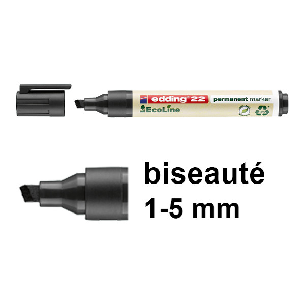 Edding EcoLine 22 marqueur permanent (1 - 5 mm biseauté) - noir 4-22001 240334 - 1