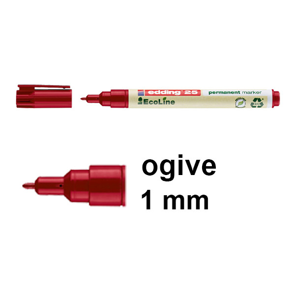 Edding EcoLine 25 marqueur permanent (1 mm ogive) - rouge 4-25002 240339 - 1