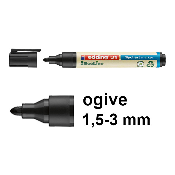 Edding EcoLine 31 marqueur pour chevalet (1,5 - 3 mm ogive) - noir 4-31001 240355 - 1