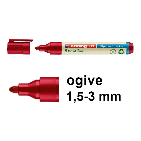 Edding EcoLine 31 marqueur pour chevalet (1,5 - 3 mm ogive) - rouge 4-31002 240356 - 1