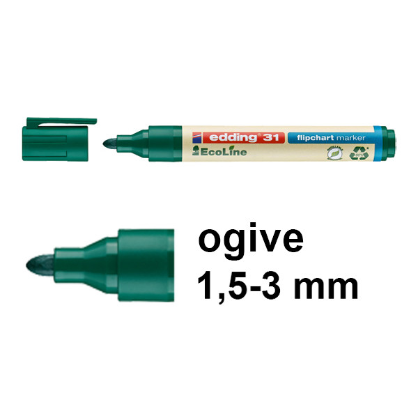 Edding EcoLine 31 marqueur pour chevalet (1,5 - 3 mm ogive) - vert 4-31004 240358 - 1