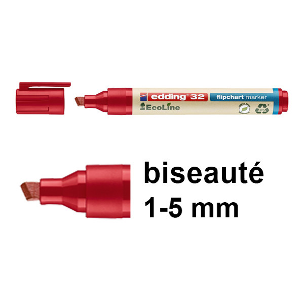 Edding EcoLine 32 marqueur pour chevalet (1 - 5 mm biseauté) - rouge 4-32002 240360 - 1