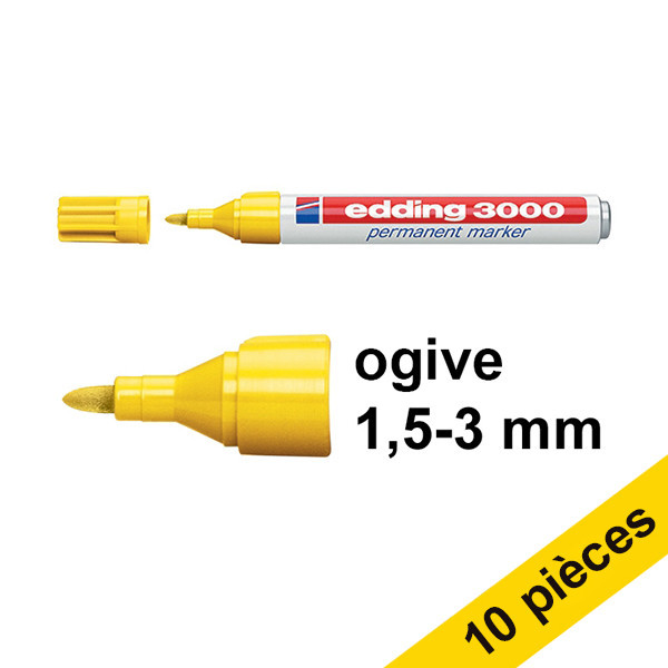 Edding Offre: 10x Edding 3000 marqueur permanent (1,5 - 3 mm ogive) - jaune  239401 - 1