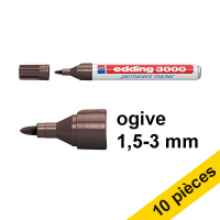 Offre: 10x Edding 3000 marqueur permanent (1,5 - 3 mm ogive) - marron foncé