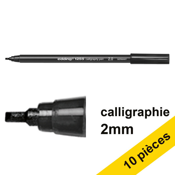 Edding Offre : 10x Edding 1255 feutre calligraphie (2 mm) - noir  239608 - 1