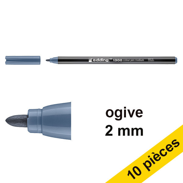 Edding Offre : 10x Edding 1300 feutre (2 mm ogive) - bleu gris  239614 - 1