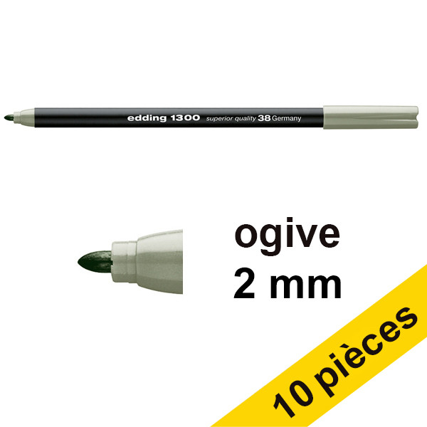 Offre : 10x Edding 1300 feutre de coloriage (2 mm - ogive) - vert huître 240583 - 1