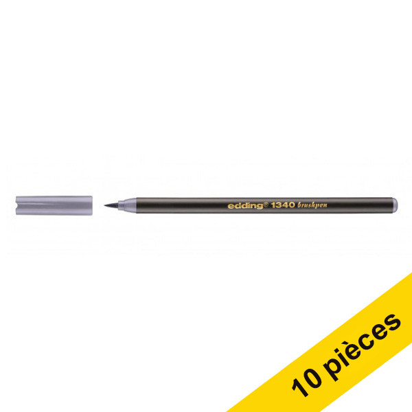 Edding Offre : 10x Edding 1340 feutre pointe pinceau - gris argent  239665 - 1