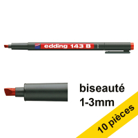Offre : 10x Edding 143B marqueur permanent (1 - 3 mm biseautée) - rouge