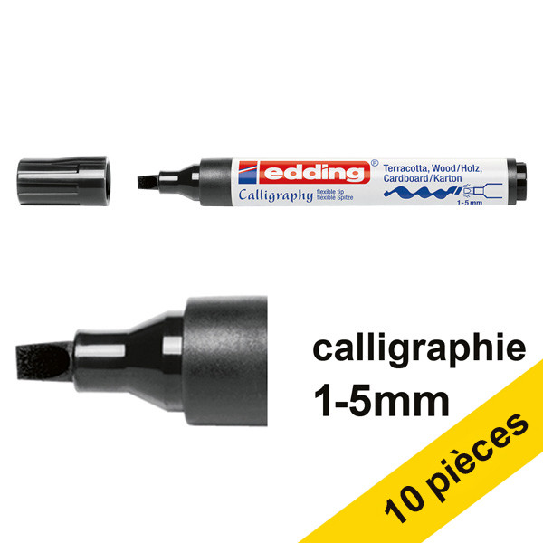 Edding Offre : 10x Edding 1455 marqueur calligraphie (1 - 5 mm) - noir  239705 - 1