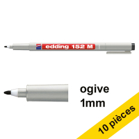 Offre : 10x Edding 152M marqueur non permanent (1 mm ogive) - noir