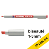 Offre : 10x Edding 153B marqueur non permanent (1 - 3 mm biseautée) - rouge 239726 - 1