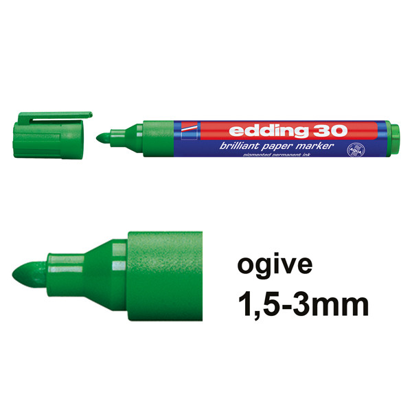 Edding Offre : 10x Edding 30 marqueur papier brillant (1,5 - 3 mm ogive) - vert  239538 - 1