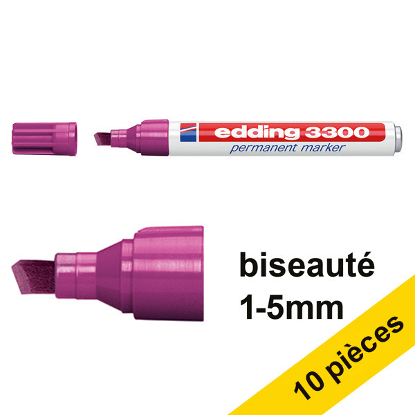 Edding Offre : 10x Edding 3300 marqueur permanent (1 - 5 mm pointe biseautée) - magenta  239758 - 1