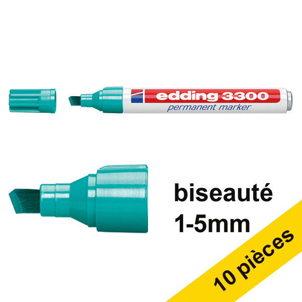 Edding Offre : 10x Edding 3300 marqueur permanent (1 - 5 mm pointe biseautée) - turquoise  239762 - 1