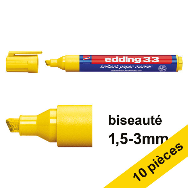 Edding Offre : 10x Edding 33 marqueur (1 - 5 mm biseautée) - jaune  239746 - 1