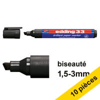 Edding Offre : 10x Edding 33 marqueur (1 - 5 mm biseautée) - noir  239751