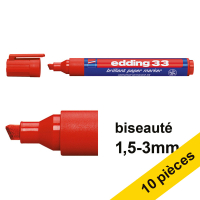 Edding Offre : 10x Edding 33 marqueur (1 - 5 mm biseautée) - rouge  239750