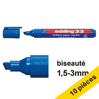 Offre : 10x Edding 33 marqueur papierà encre brillante (1 - 5 mm pointe biseautée) - bleu