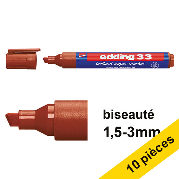 Edding Offre : 10x Edding 33 marqueur papier à encre brillante (1 - 5 mm biseauté) - marron  239745 - 1