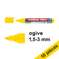 Offre : 10x Edding 360 marqueur pour tableau blanc (1,5 - 3 mm) - jaune