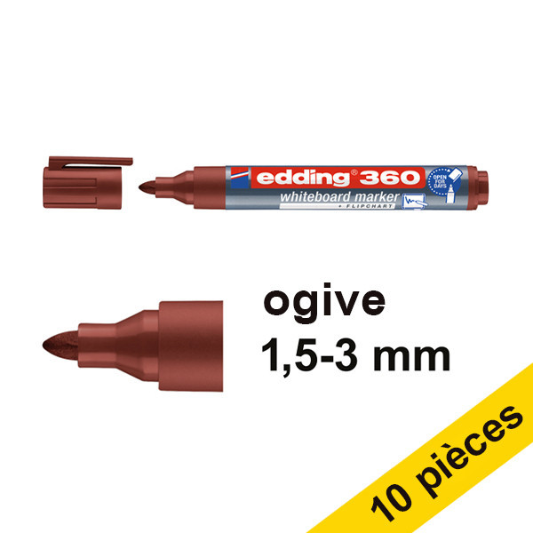 Edding Offre : 10x Edding 360 marqueur pour tableau blanc (1,5 - 3 mm) - marron  240550 - 1