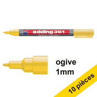 Offre : 10x Edding 361 marqueur pour tableau blanc (1 mm ogive) - jaune