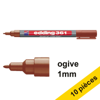 Offre : 10x Edding 361 marqueur pour tableau blanc (1 mm ogive) - marron