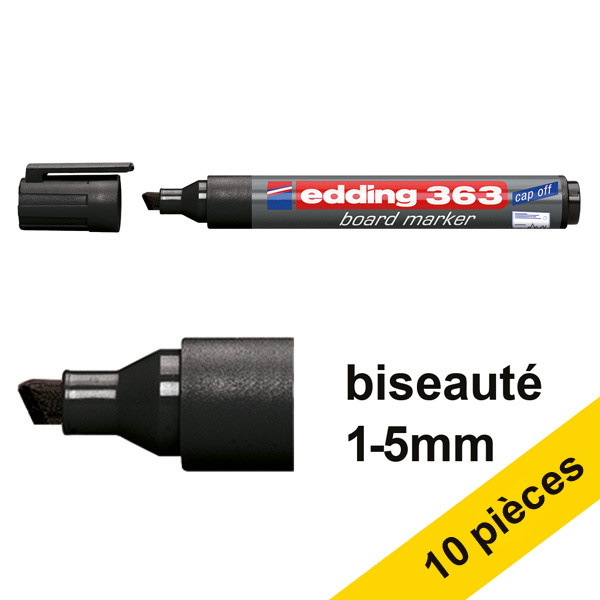Edding Offre : 10x Edding 363 marqueur pour tableau blanc (1 - 5 mm) - noir  239479 - 1