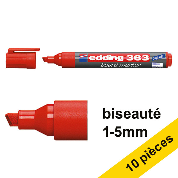 Edding Offre : 10x Edding 363 marqueur pour tableau blanc (1 - 5 mm) - rouge  239480 - 1