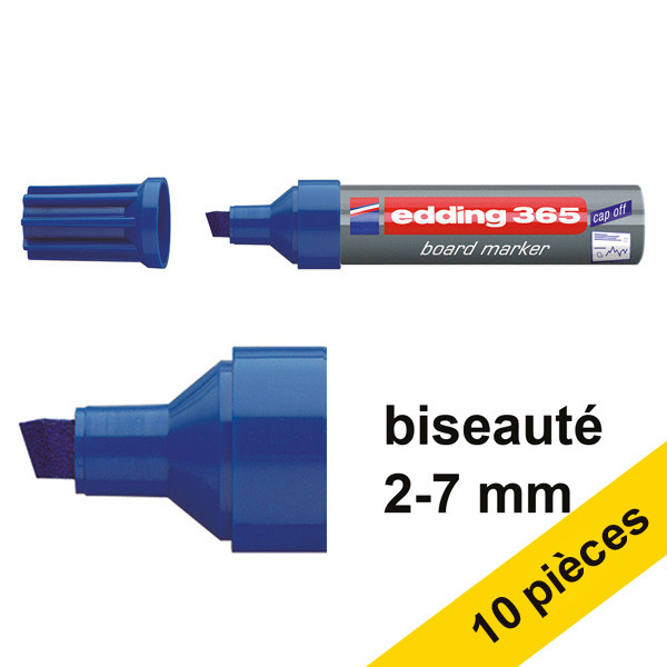 Edding Offre : 10x Edding 365 marqueur pour tableau blanc (2 - 7 mm pointe biseautée) - bleu  239765 - 1