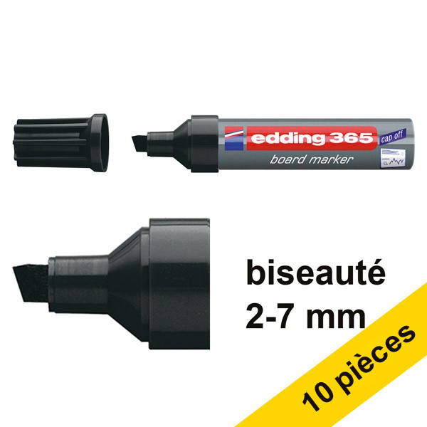 Edding Offre : 10x Edding 365 marqueur pour tableau blanc (2 - 7 mm pointe biseautée) - noir  239768 - 1