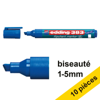 Offre : 10x Edding 383 marqueur pour chevalet (1 - 5 mm biseauté) - bleu