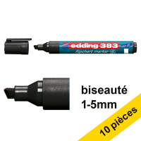 Offre : 10x Edding 383 marqueur pour chevalet (1 - 5 mm biseauté) - noir