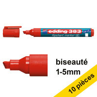Offre : 10x Edding 383 marqueur pour chevalet (1 - 5 mm biseauté) - rouge