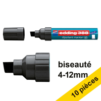 Offre : 10x Edding 388 marqueur pour chevalet (4 - 12 mm biseauté) - noir