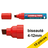 Offre : 10x Edding 388 marqueur pour chevalet (4 - 12 mm biseauté) - rouge