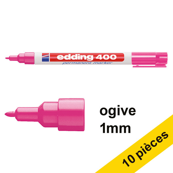 Edding Offre : 10x Edding 400 marqueur permanent (1 mm ogive) - rose  239495 - 1