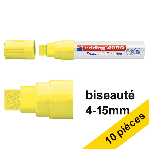 Edding Offre : 10x Edding 4090 marqueur craie liquide (4 - 15 mm) - jaune fluo  239528 - 1