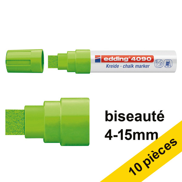 Edding Offre : 10x Edding 4090 marqueur craie liquide (4 - 15 mm) - vert clair  239526 - 1
