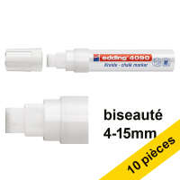 Offre : 10x Edding 4090 marqueur craie liquide (4 - 15 mm biseauté) - blanc