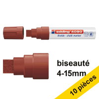 Offre : 10x Edding 4090 marqueur craie liquide (4 - 15 mm biseauté) - marron