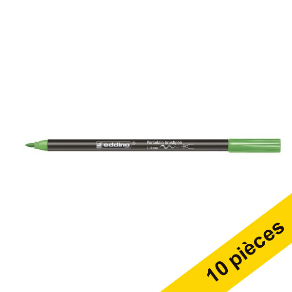 Offre : 10x Edding 4200 feutre pinceau pour porcelaine (pointe pinceau 1 - 4 mm) - vert clair 239817 - 1