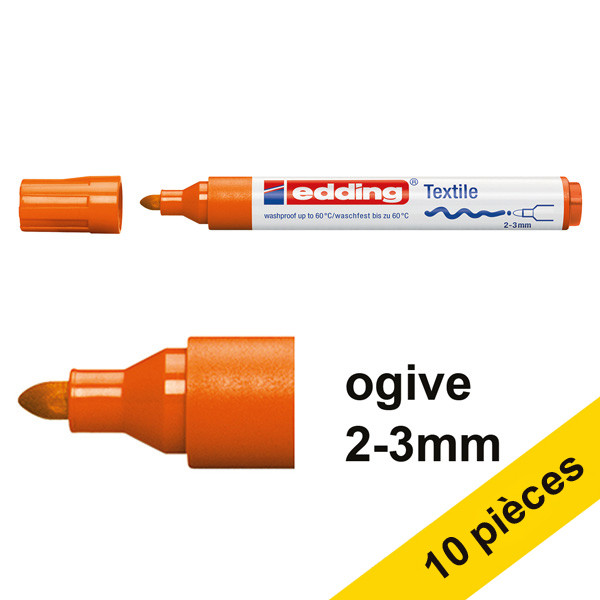 Edding Offre : 10x Edding 4500 marqueur textile (2 - 3 mm ogive) - orange  239838 - 1