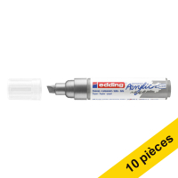 Edding Offre : 10x Edding 5000 marqueur acrylique (5 - 10 mm biseautée) - argent  240248