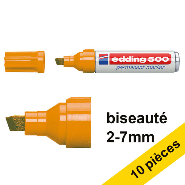 Edding Offre : 10x Edding 500 marqueur permanent (2 - 7 mm pointe biseautée) - orange  239871 - 1